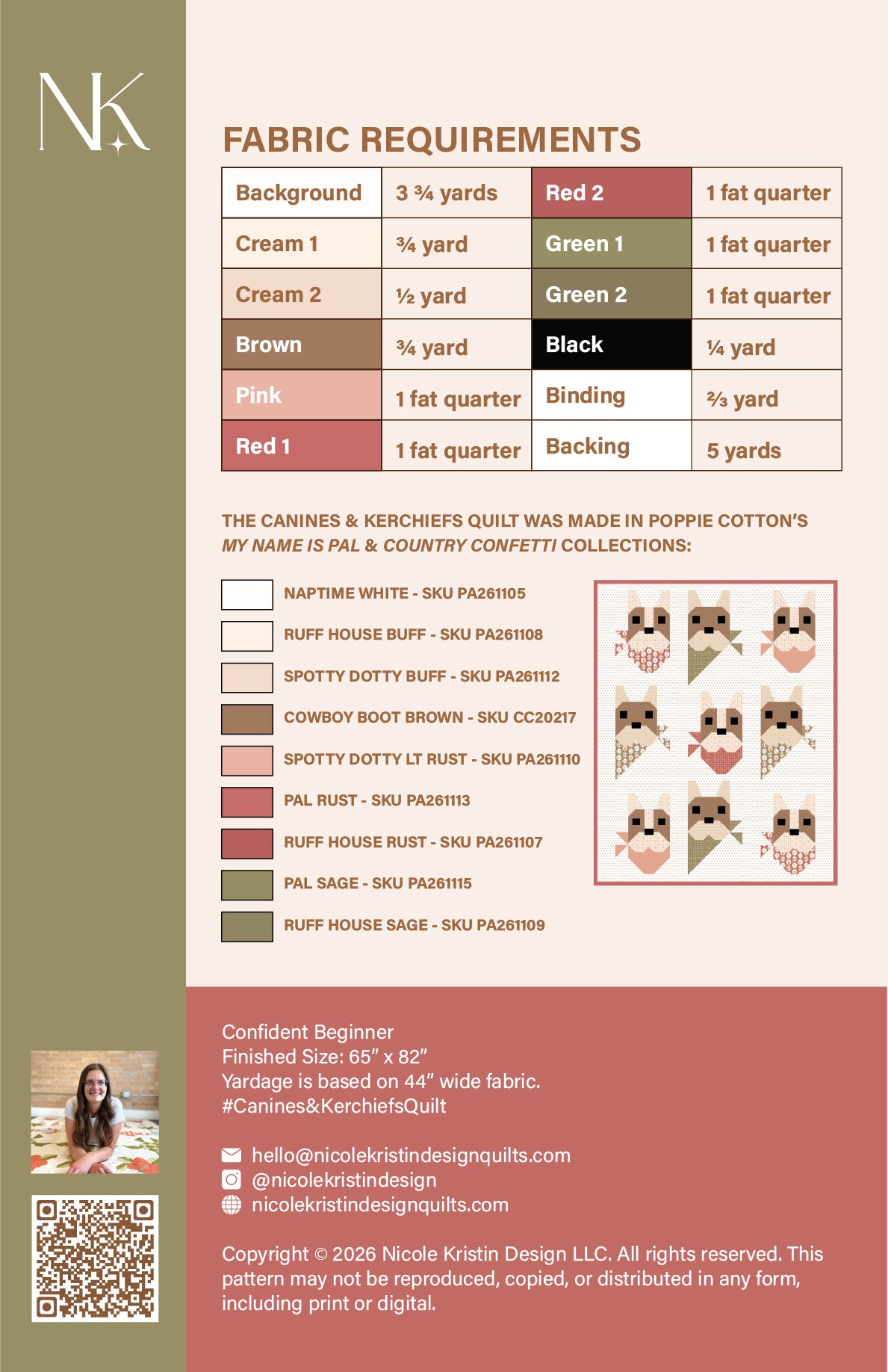 **PRE-ORDER** WHOLESALE - Canines & Kerchiefs Quilt Pattern - SHIPS OCTOBER 2026