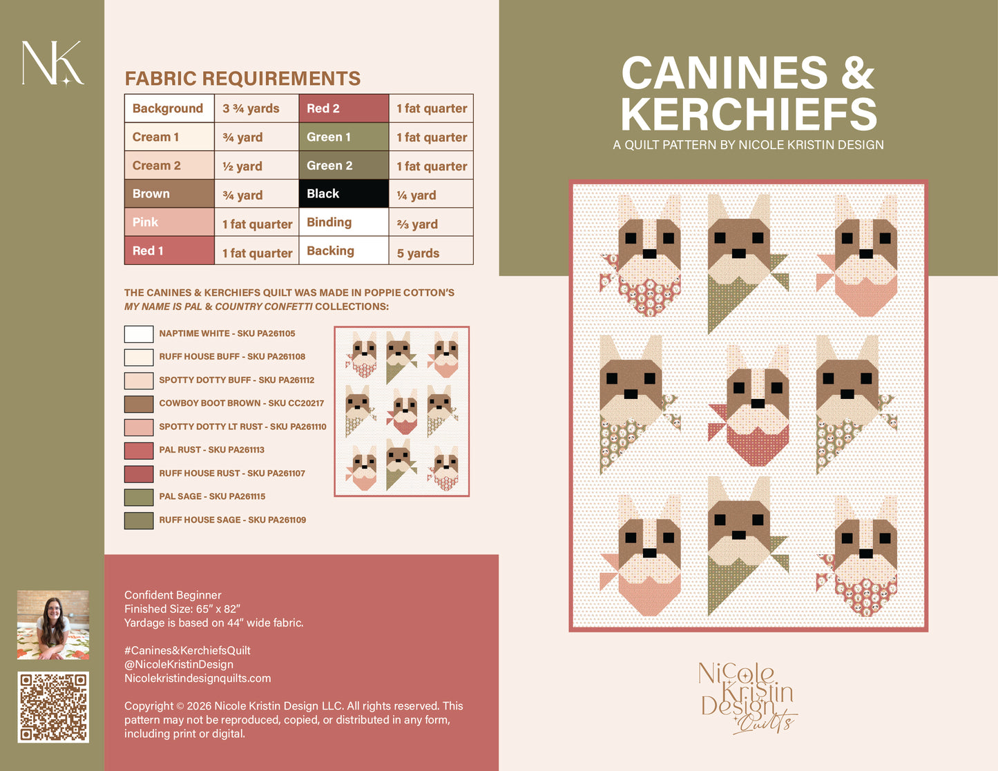 **PRE-ORDER** WHOLESALE - Canines & Kerchiefs Quilt Pattern - SHIPS OCTOBER 2026