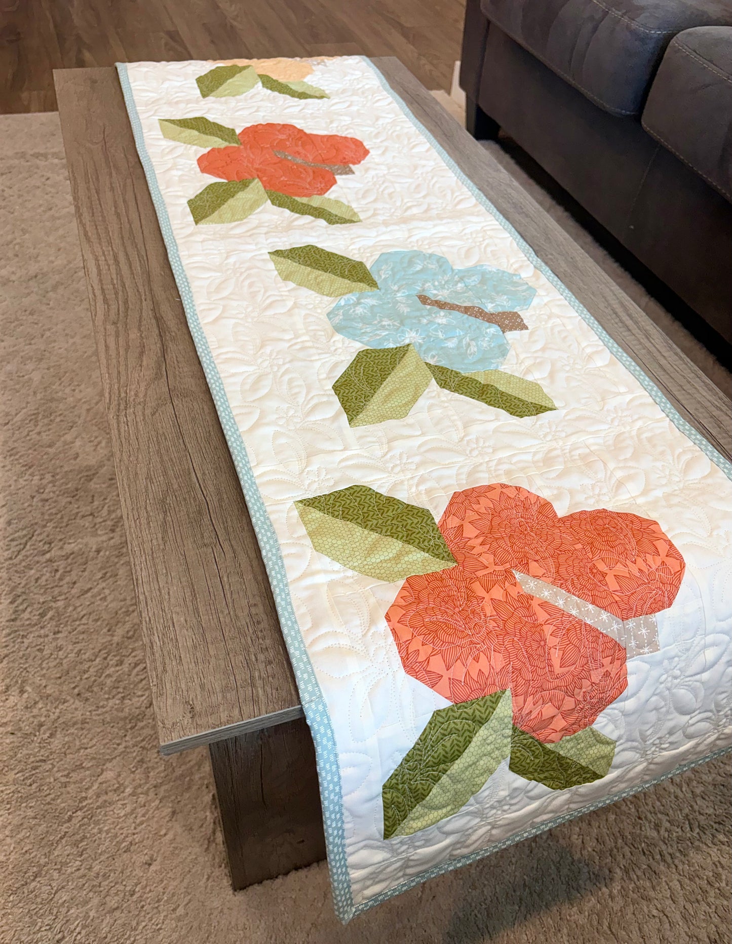 Hibiscus Breeze Table Runner Pattern - Digital Download