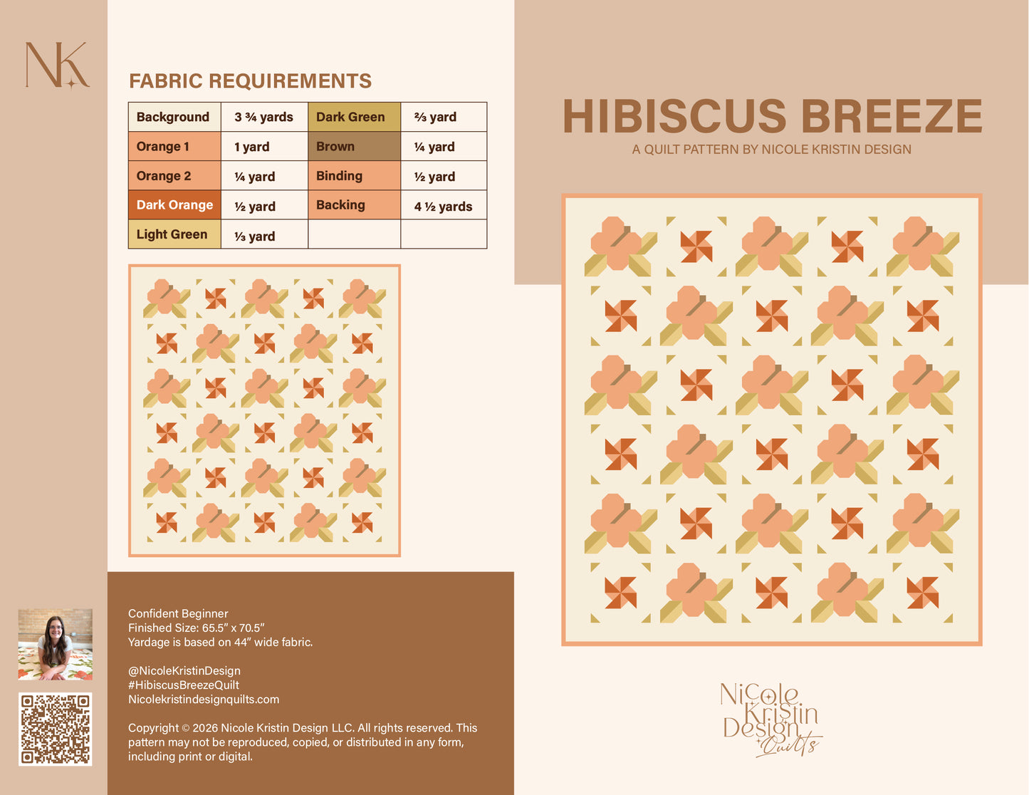 **PRE-ORDER** WHOLESALE - Hibiscus Breeze Quilt Pattern - SHIPS OCTOBER 2026