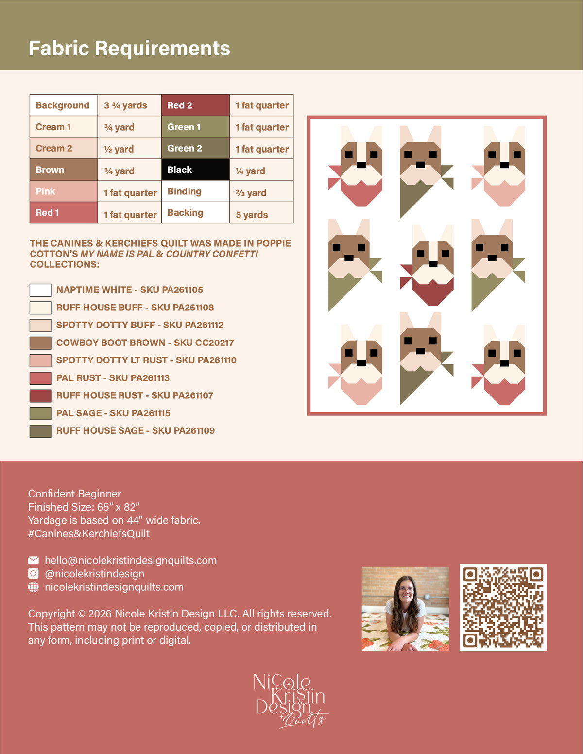 Canines & Kerchiefs Quilt Pattern - Digital Download